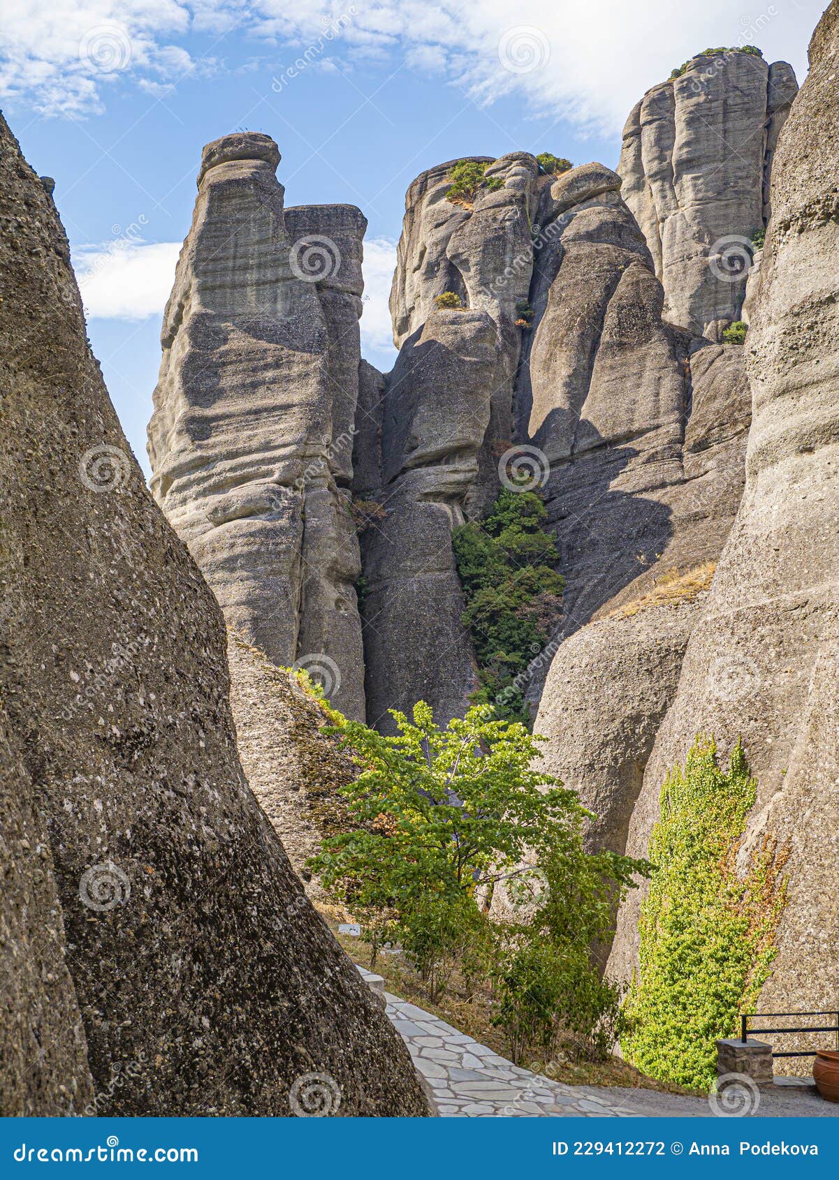 meteora cliffs landscapes. holly monasteries territory.